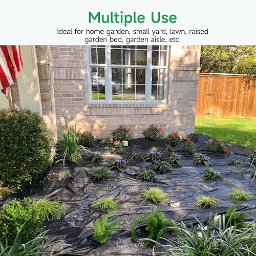 Miniatura 7 de Tela de barrera contra malezas de 5 onzas, 3 x 50 pies, tela de paisaje resistente de doble capa para jardín, invernadero, camino, control de malas