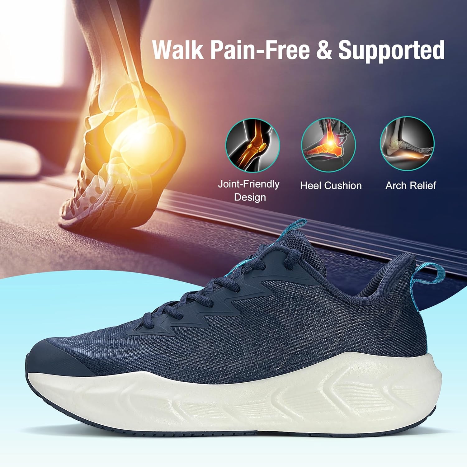 Men's Walking Running Tennis Cushioning Shoes Non-Slip Lightweight ActiveFloat Athletic Gym Workout Cross Training Comfortable Fashion Sneakers - Image 6