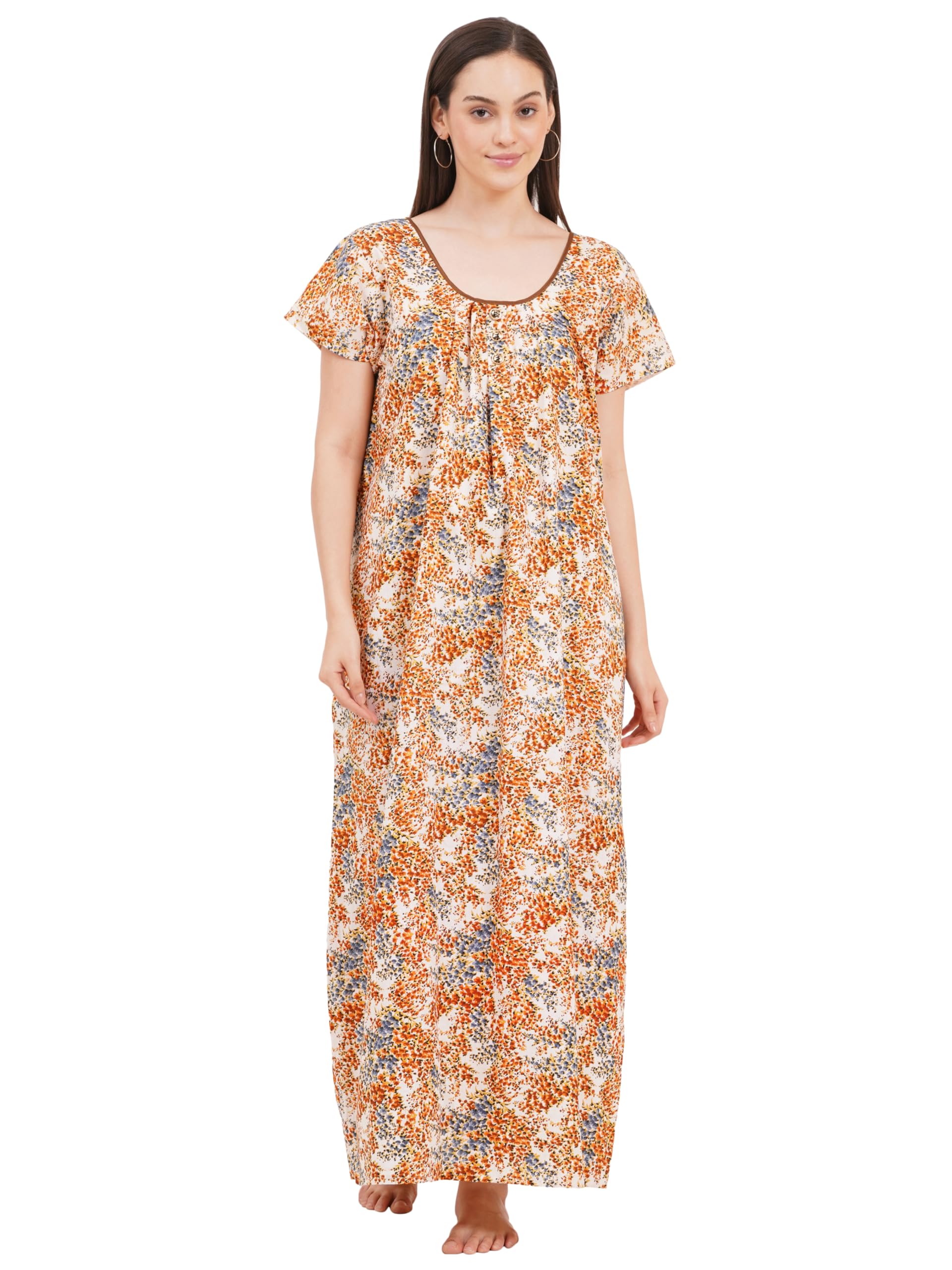 breezly Women's Pure Cotton Nightdress Maxi Gown Nighty for Women-picture-43