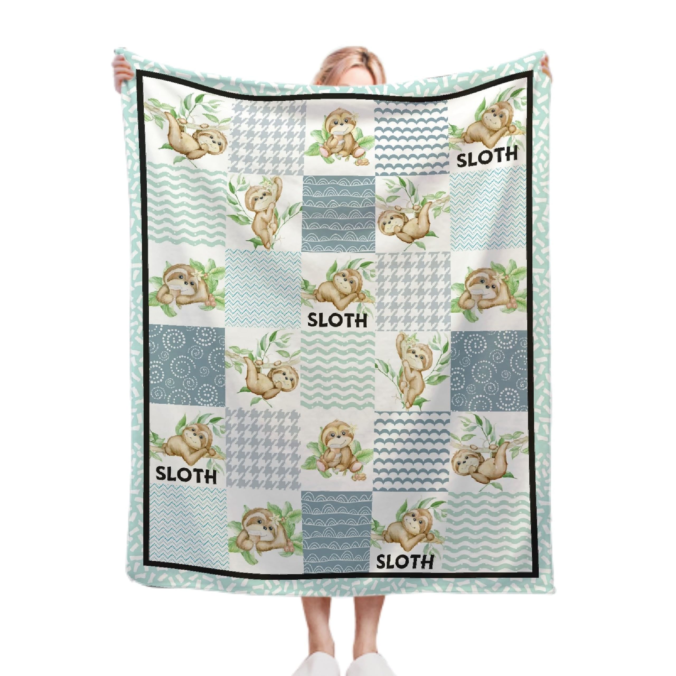 Cute Sloth Throw Blanket - Super Soft Flannel for Sofa, Couch, Bed, Travel - Plush, Warm, Cozy Home Decor for Summer, 40"x50" for Kids/Baby