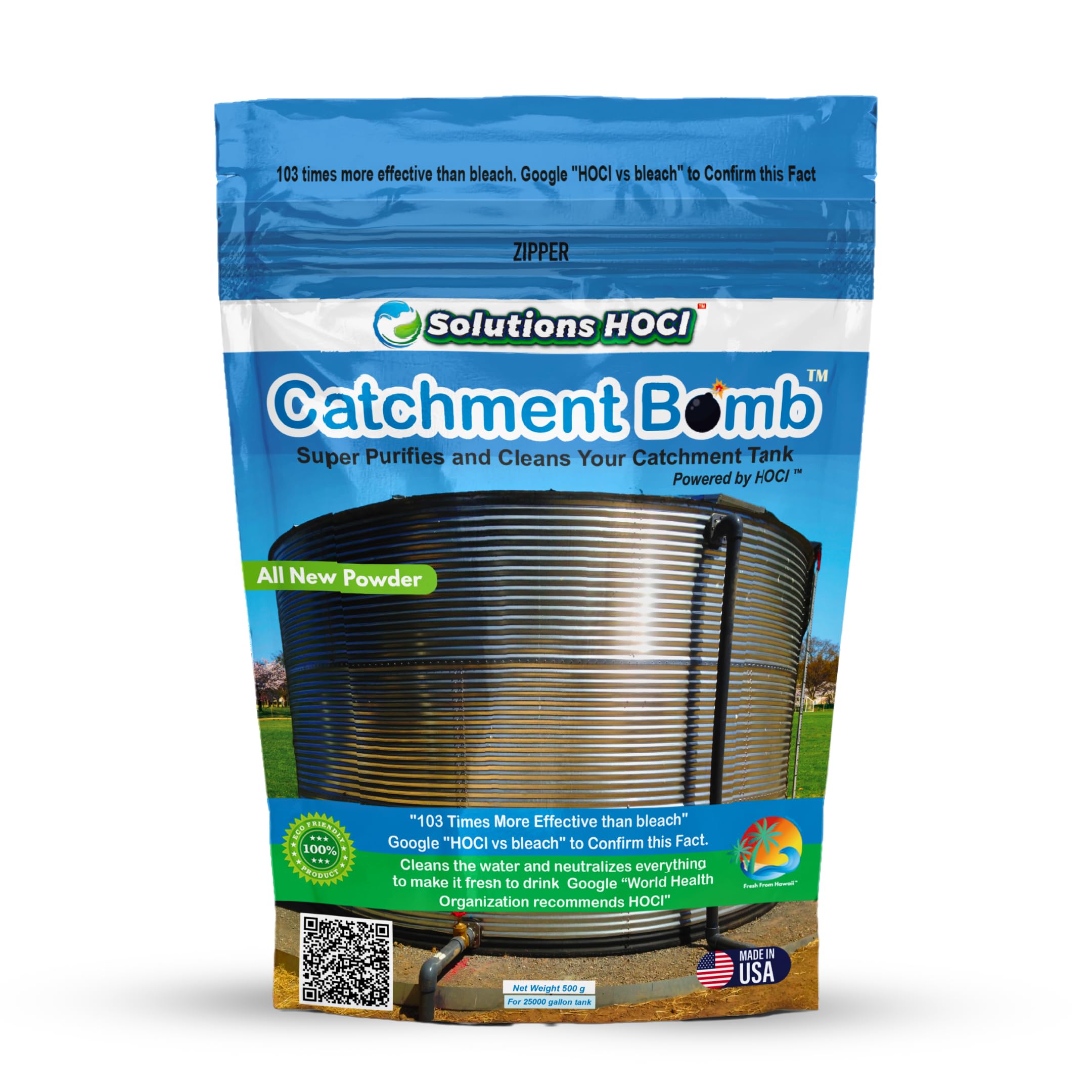 Catchment Tank Cleaner Crystals Bomb Underground Water Tank Cleaning - Super Cleans your Catchment - treats 25,000 gallons - 500 Grams Pack