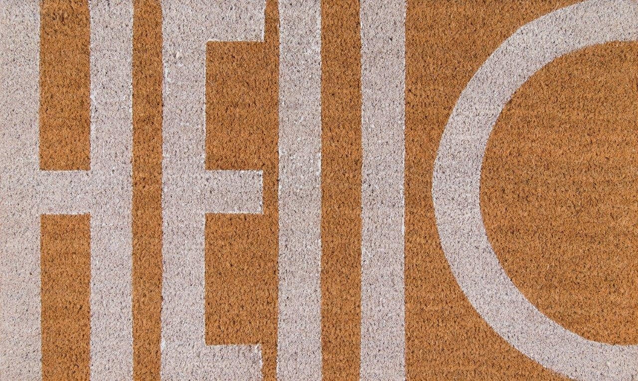 Novogratz Aloha Collection Hello Doormat, White, 1'6" x 2'6", White