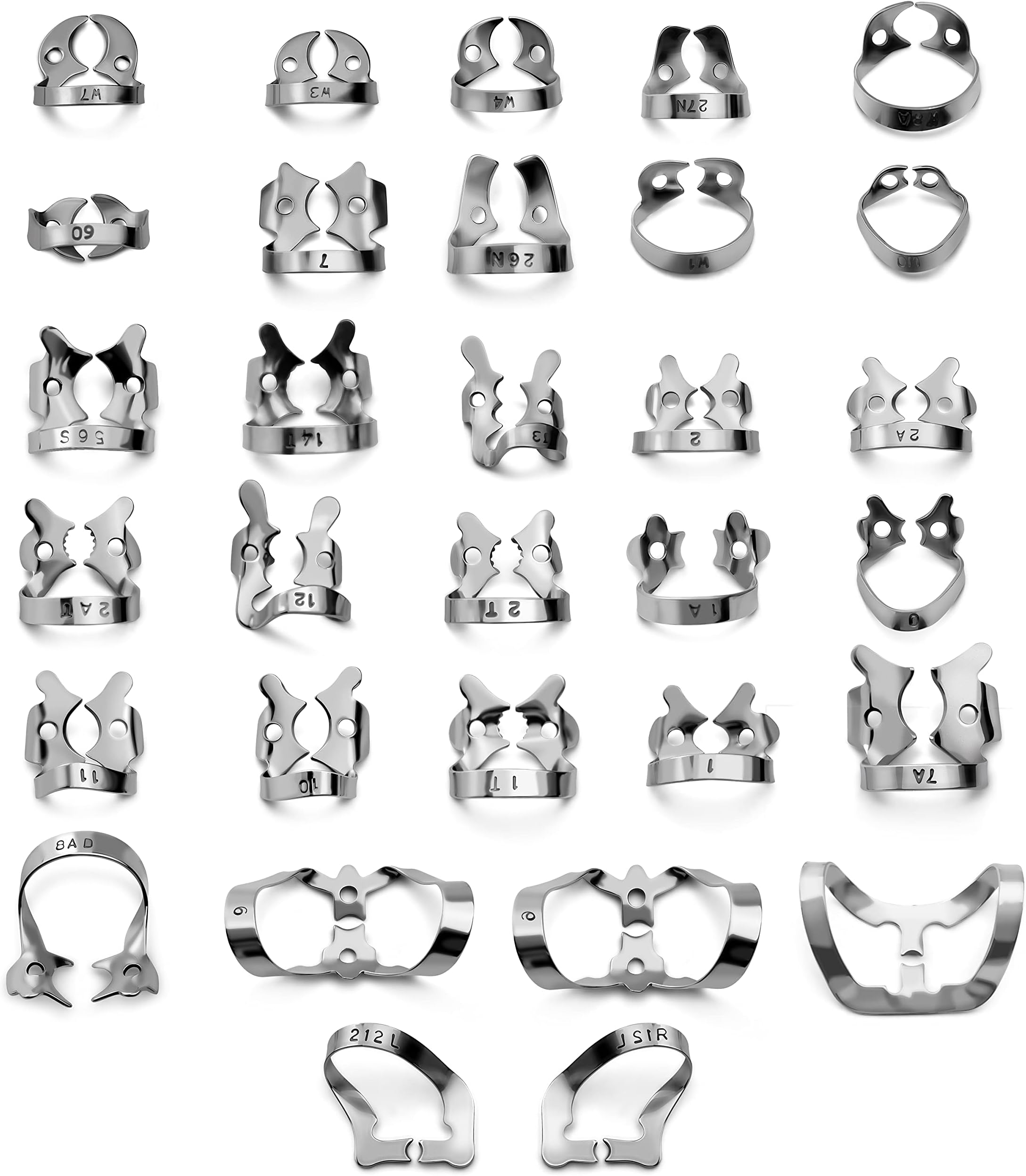 SURGICAL ONLINE Premium Endodontic Rubber Dam Clamp Kit Different Kinds, Dental Procedure Tools, Stainless Steel, Professional Dental Supplies, Multipack Dental Clamps - 30 Pcs