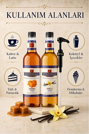 SIMONELLI CHOCOLATE Coffee and Cocktail Syrup Caramel Flavored + Vanilla Flavored 70 CL + 2PCS PUMP