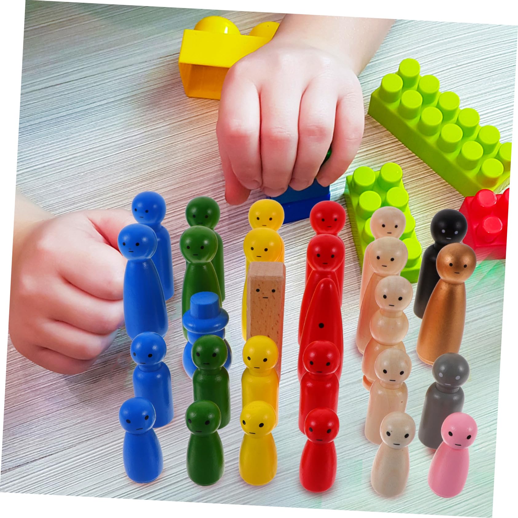 POPETPOP 28 Pezzi Bambole Peg in Legno Modelli DIY per Bambini | Figure Grezze da Dipingere, per Decorare la Stanza, Attività Creative Movimenti Fini