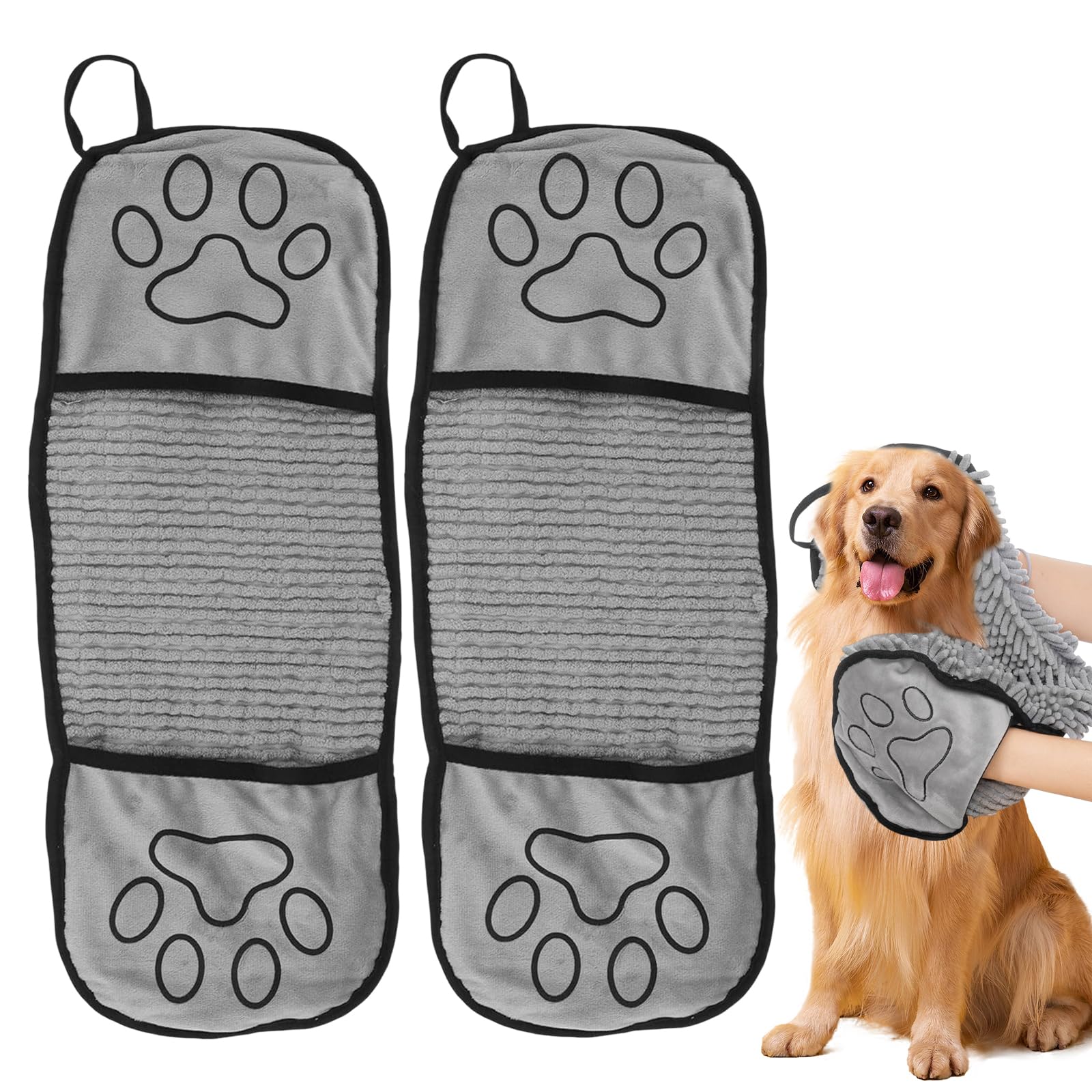 MADGININE 2 Pcs Dog Towels for Drying Dogs,Microfibre Dog Towel Super Absorbent Quick Drying Lightweight Washable for Dog and Cat (64 * 23cm)