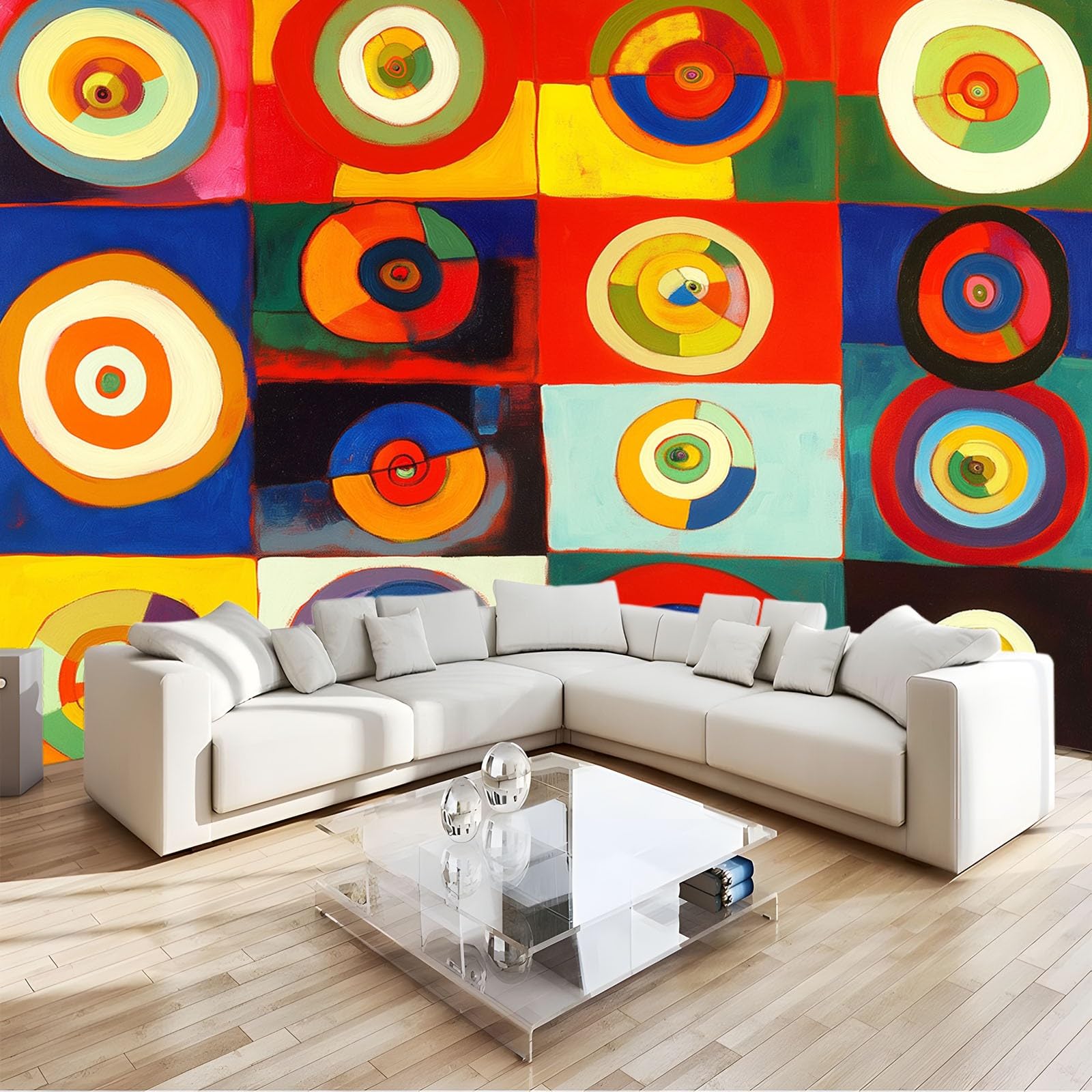 Fototapeta abstrakcyjna moda koła konfigurowalny plakat tapeta ścienna 350 x 256 cm nowoczesna dekoracja ścienna salon sypialnia pokój dziecięcy kolorowy