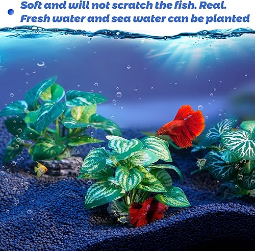 Miniatura 7 de Ameliade Plantas de acuario Decoraciones de pecera Betta Silk Leaf Pad Hamaca Cíclidos Decoración Pequeña Pecera Accesorios Adornos Tortuga Reptiles