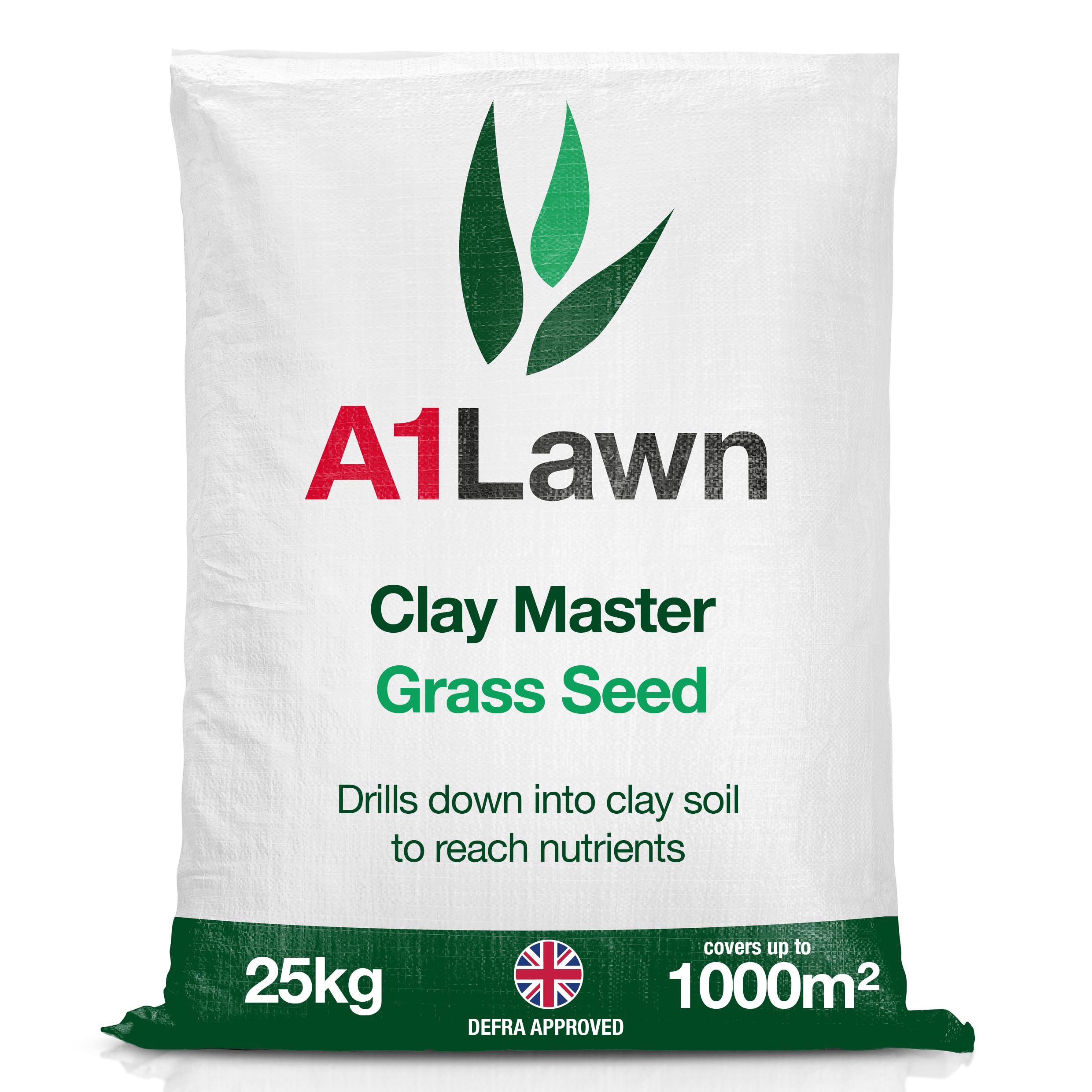 A1 Lawn, Clay Master Grass Seed for Heavy UK Soil - Deep Rooting, Disease Resistant, SASA/FERA Certified, 25kg