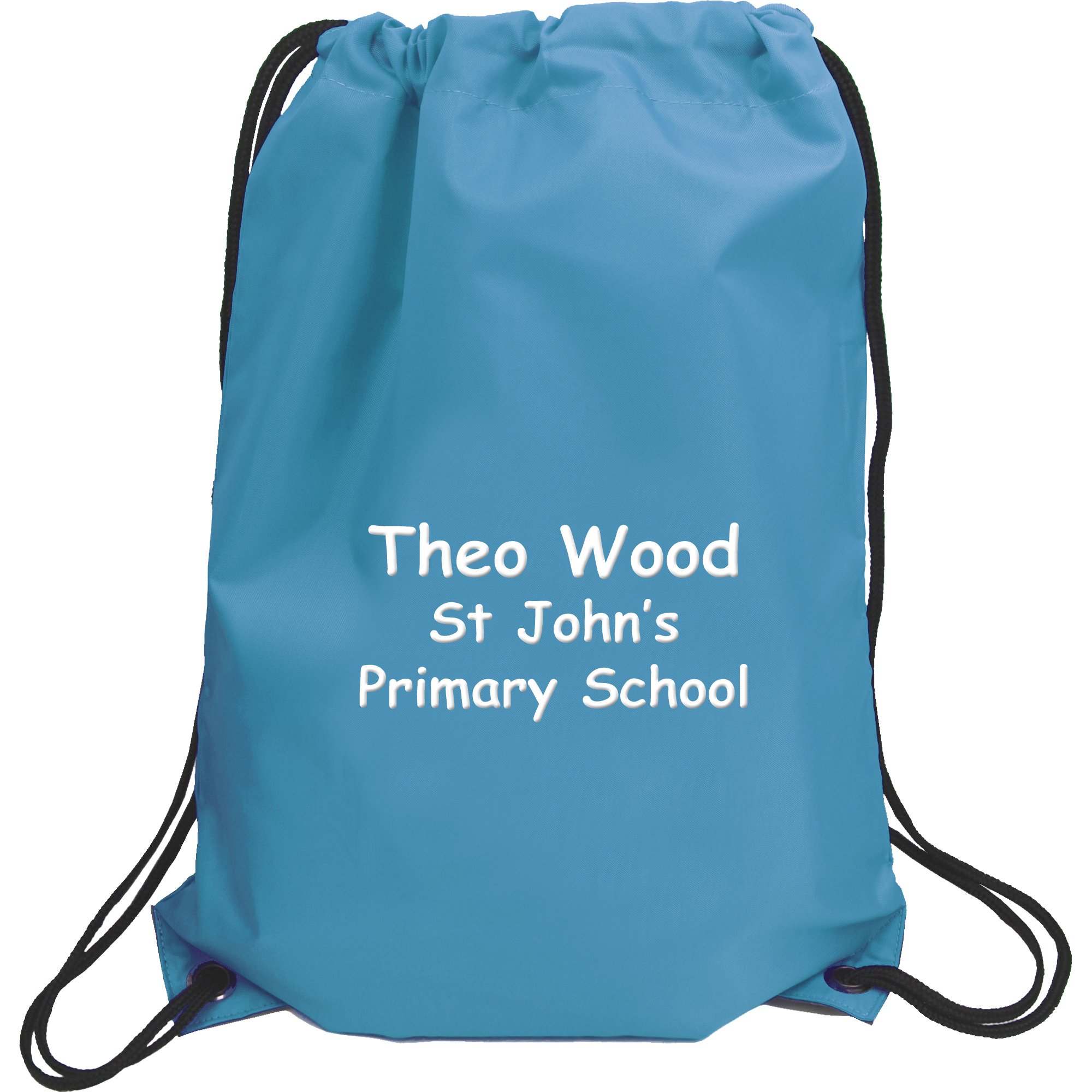TeddyTs Personalised Name & School Sports PE Drawstring Gym & Swimming Bag (Ocean Blue)