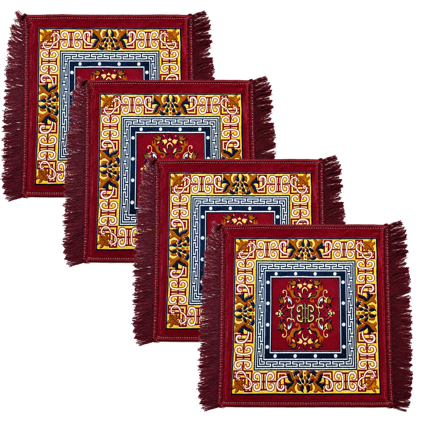 BENAVJI Traditional Floral Printed Carpet Rug for Living Room | Soft Floor Mat with Decorative Tassel Border | Anti-Skid Multipurpose Area Rug for Bedroom, Hall & Home Décor Pack of 4-image-25