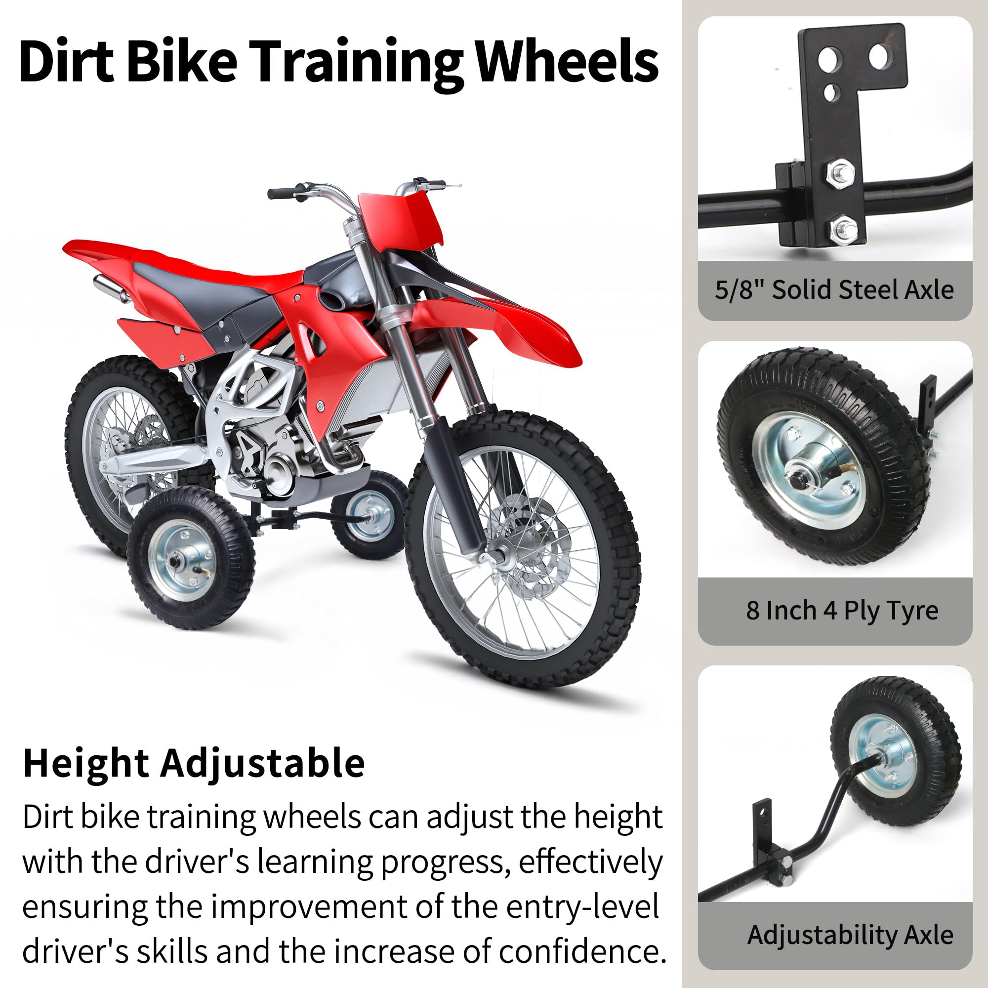 Angchun Adjustable Dirt Bike Training Wheels Fits 50cc/49cc Kids