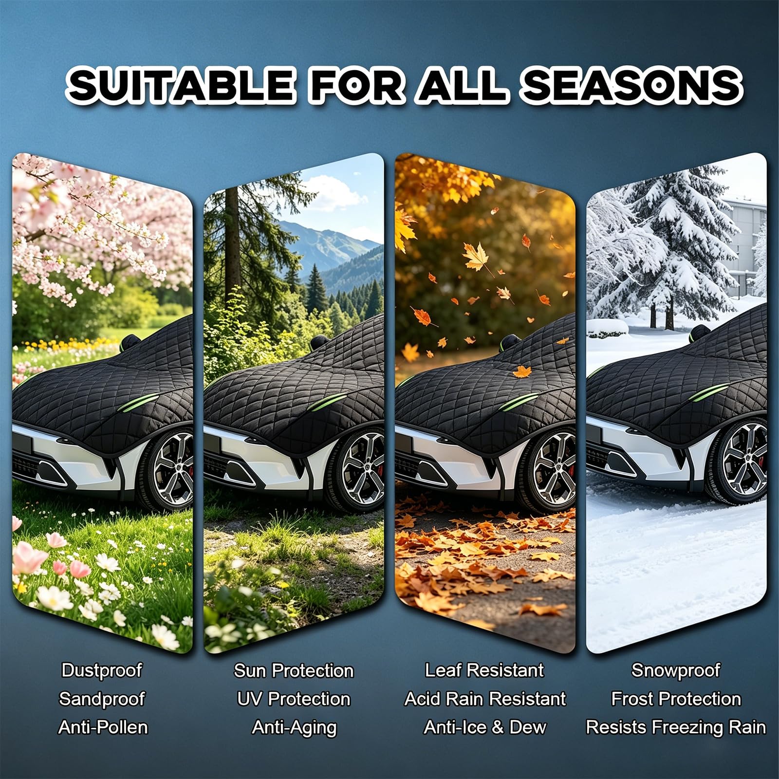 Telo Copriauto Antigrandine per Porsche Macan (2014-2024), Mezza Copertura Auto Imbottito, Impermeabile, Resistente a Neve, Pioggia, Polvere, Anti-UV Esterno Protettiva hlc1
