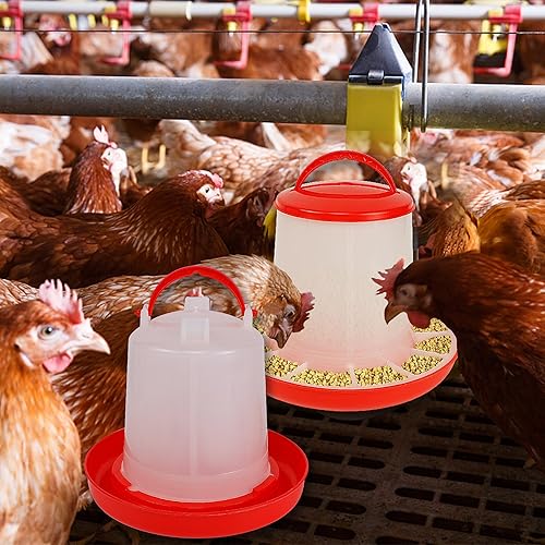 Miniatura 7 de winemana Comedero para pollitos de 1 libra y bebedero de 1.5 L, recipientes de plástico colgantes para aves de corral para exteriores