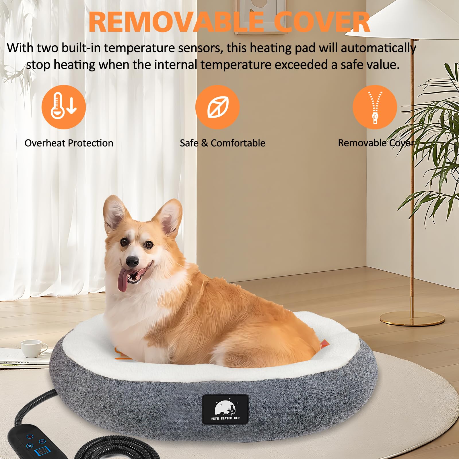 ZNOFAN Heated Cat Bed for Small Cats, 19