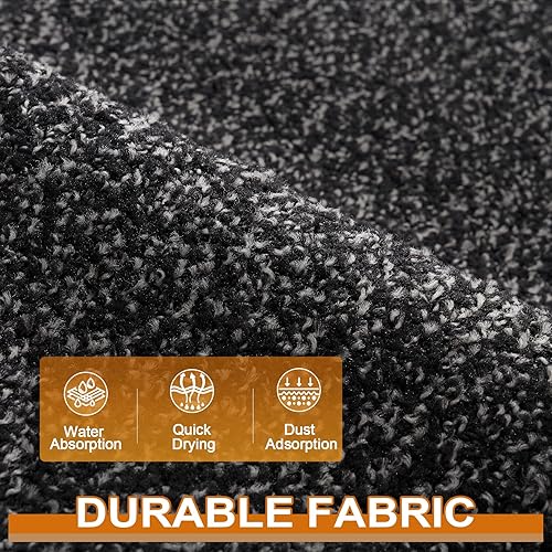 Miniatura 6 de Mibao Tapete para puerta de trampa de suciedad para interiores y exteriores, 36 x 48 pulgadas, negro antracita, lavable, tapete de entrada