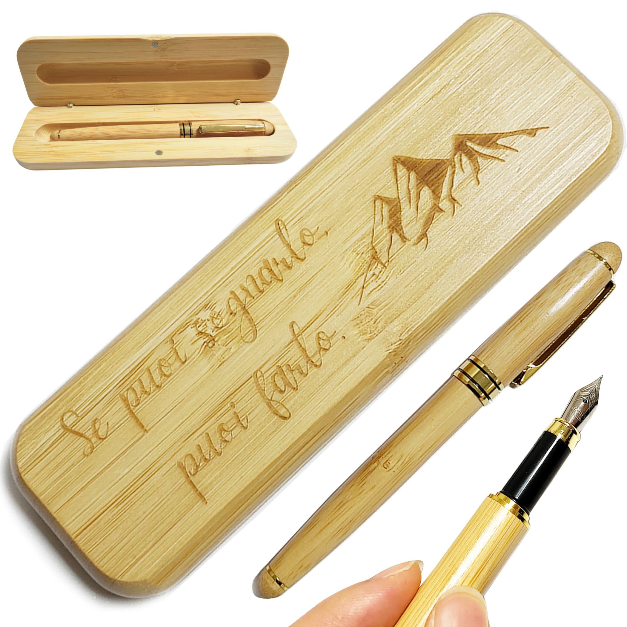 Penna Stilografica Incisione Personalizzata Penna Stilografica In Legno Palissandro - Set Regalo Con Scatola Incisione Personalizzata Penna Multifunzione