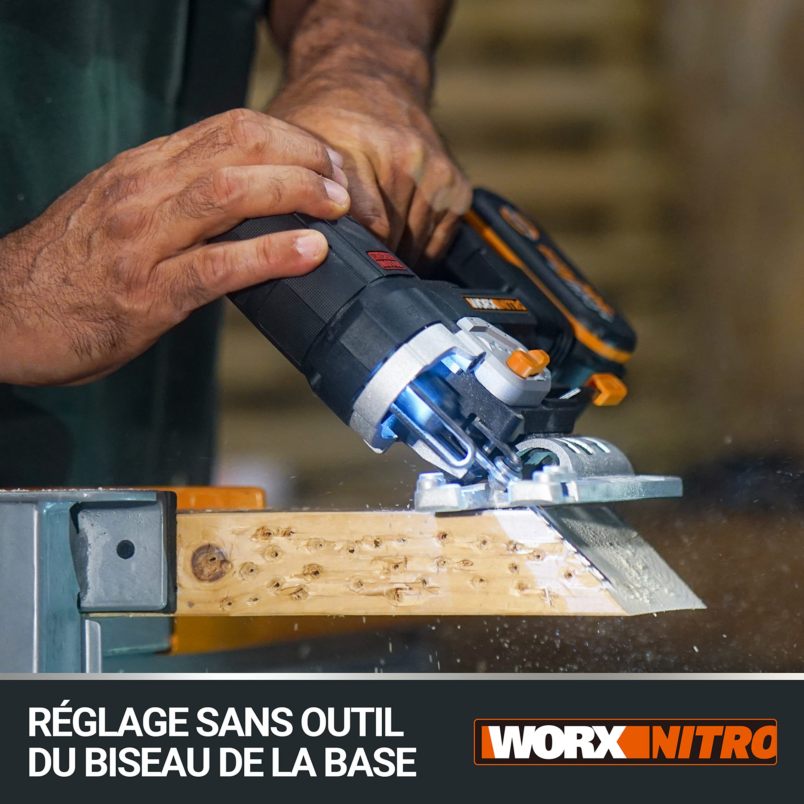 WORX Scie Sauteuse sans Fil 20V WX542, Course de 29mm, Jusqu'à 120mm, Moteur Brushless, Multimatériaux, Vitesse Variable, Système pendulaire, Avec 1 Batterie 2,5Ah et Chargeur