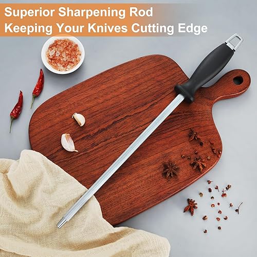 Miniatura 4 de Pleafind Knife Sharpener Rod (12 inch), Professional Honing Rod, Premium Carbon Steel Knife Sharpening Steel, Honing Steel for Kitchen Knives,