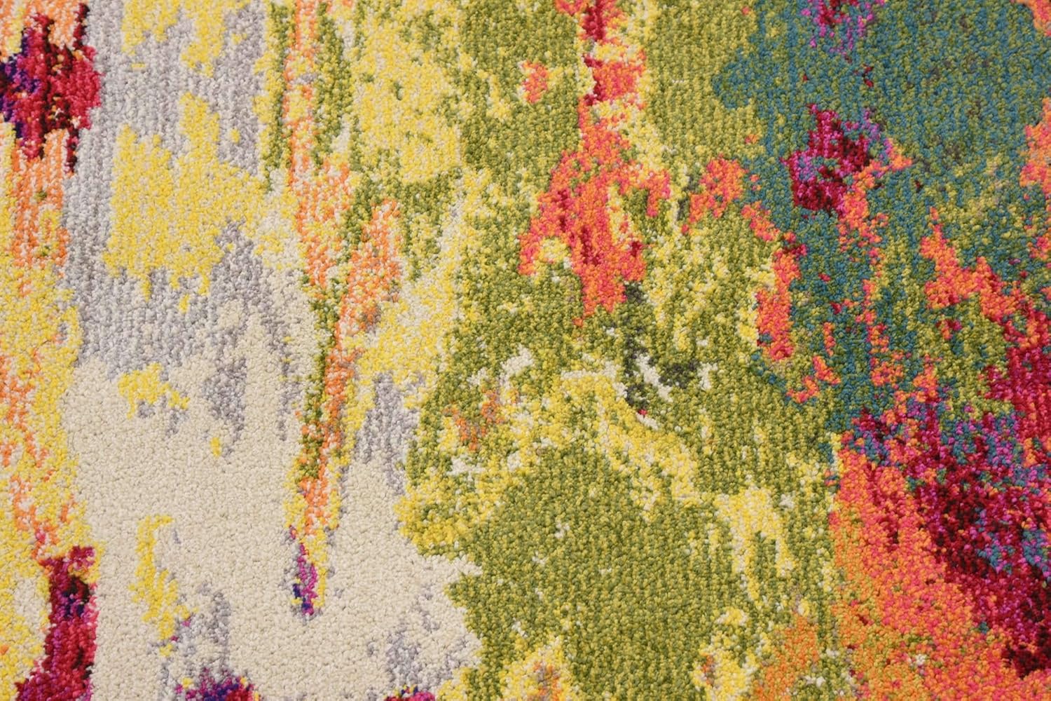 Unique Loom Estrella Collection Colorful, Abstract, Floral, Watercolors, Modern, Distressed Area Rug (2' 8 x 10' 0 Runner, Multi/Pink)