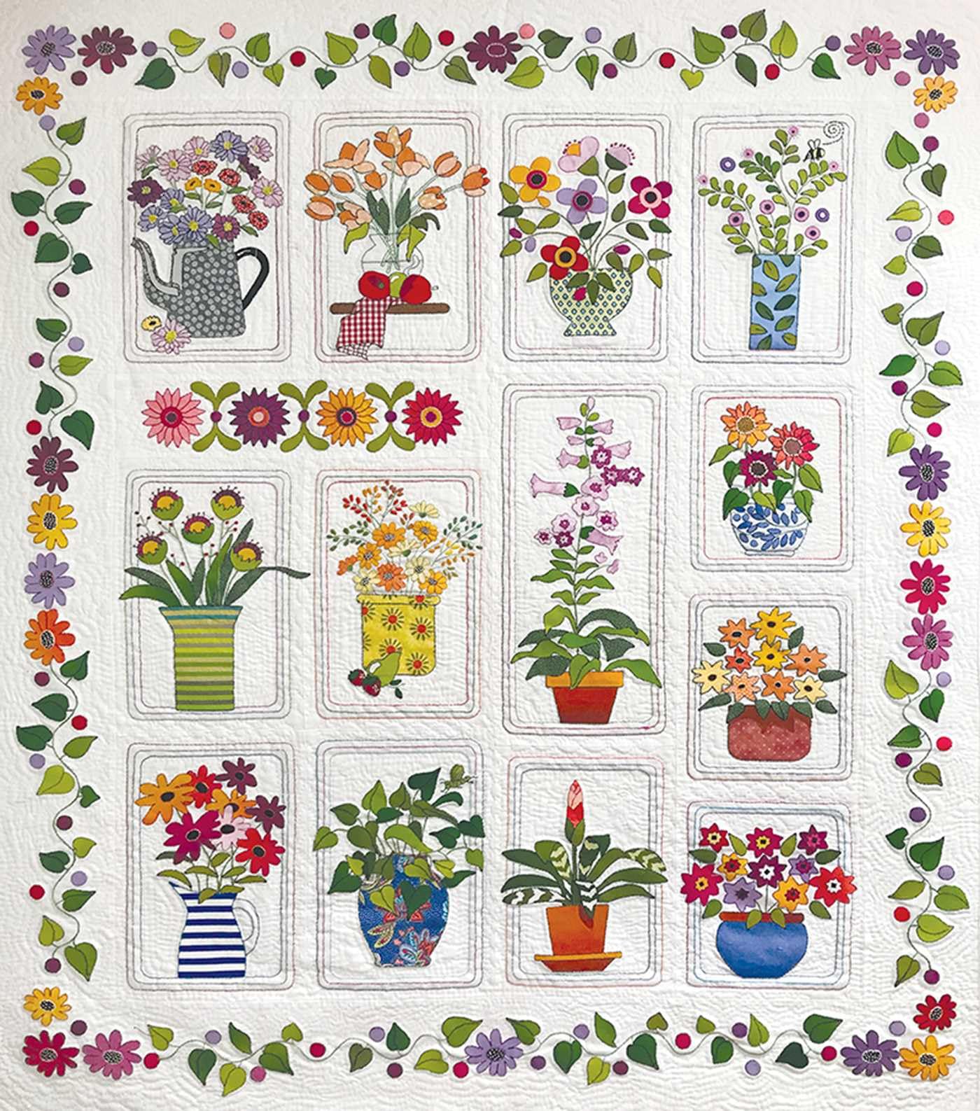 Flower Show Quilt: Charming Fusible Appliqué - Embellish with Hand Embroidery