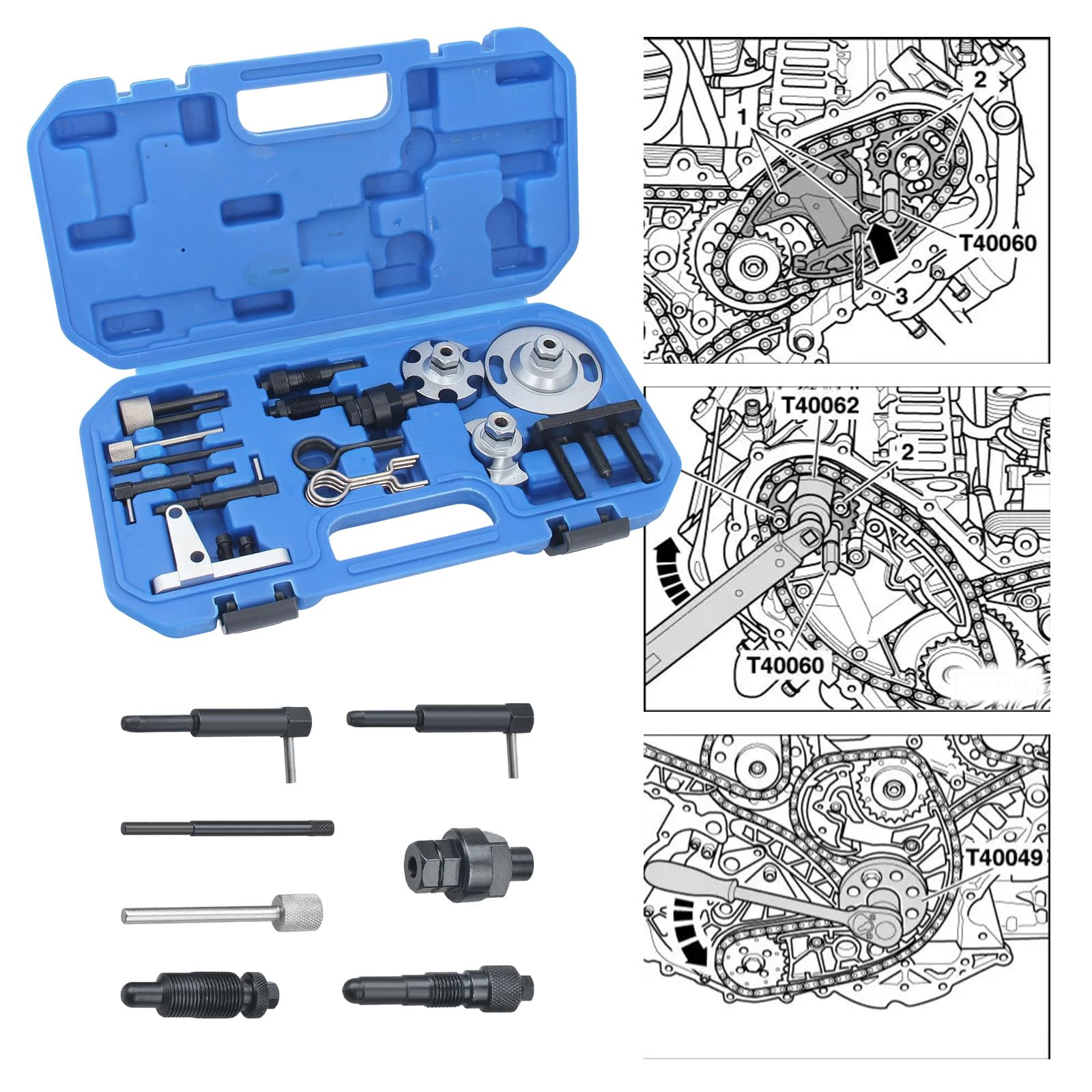 Herramienta de Correa Dentada Compatible VW Audi A6L 2.0 TDI, 2.7, Q7 3.0 TDi, 4.0 4.2 Tdi V8, Herramienta de Sincronización de Motor Diésel Juego de Herramientas de Bloqueo del árbol de Levas