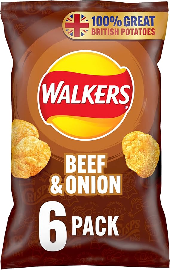 Walkers Beef and Onion Crisps, 25 g, Pack of 6 Amazon.co.uk Grocery