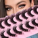 JIMIRE D Curl Faux Mink Lashes Fluffy Cat Eye 20MM Long Dramatic Mink Lashes Bulk Wispy Full Volume False Eyelashes 7 Pairs Pack