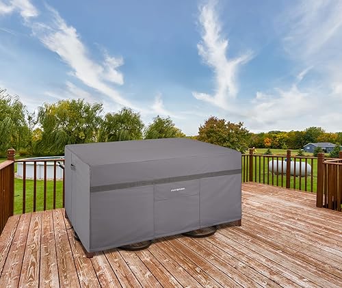 Miniatura 6 de Funda rectangular para mesa al aire libre de 75 pulgadas de largo, color gris, rectangular, para muebles de patio, juego de mesa al aire libre, 5-6