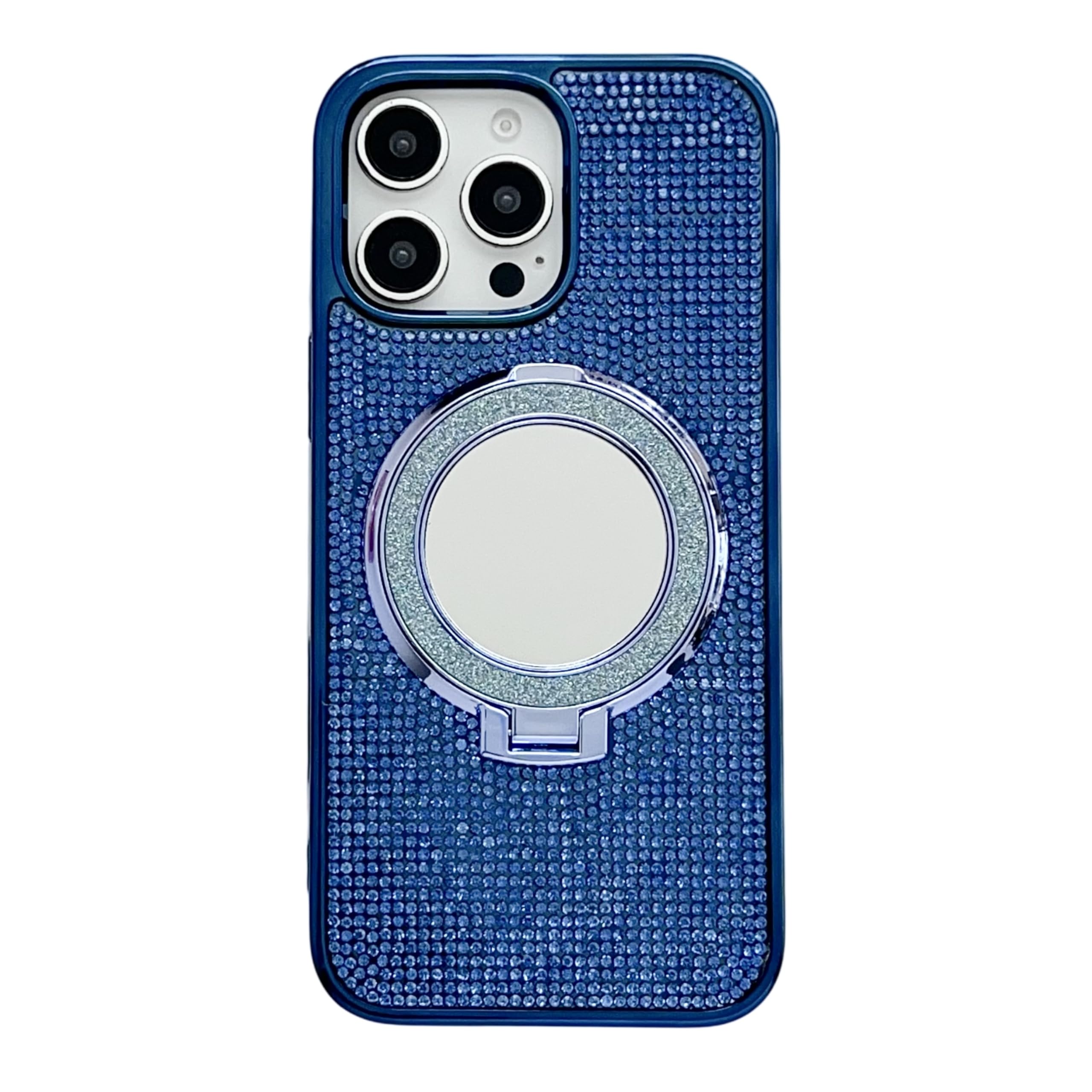 Caseative for iPhone 12 Pro Max Case,Glitter Bling Diamond Mirror with Stand Holder Magnetic Compatible with MagSafe Wireless Charging (Blue,12 Pro