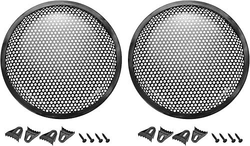 Cubierta de rejilla de altavoz de malla negra protector de parrilla de subwoofer (con clips, tornillos), [para bricolaje de audio doméstico], 10
