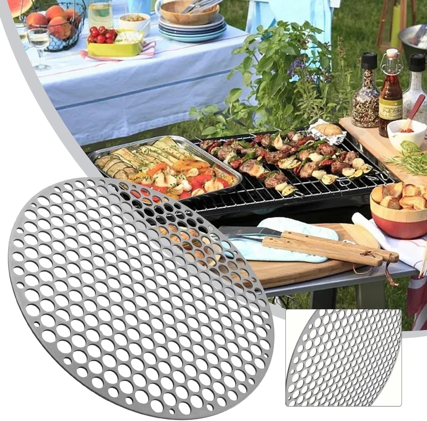 Siatka Do Grillowania 18-30 Cm Siatka Do Grillowania Ze Stali Nierdzewnej Okrągła Metalowa Siatka Do Grillowania Siatka Camping Piknik Stojak Na żywność Grill Grill Narzędzia, 30CM