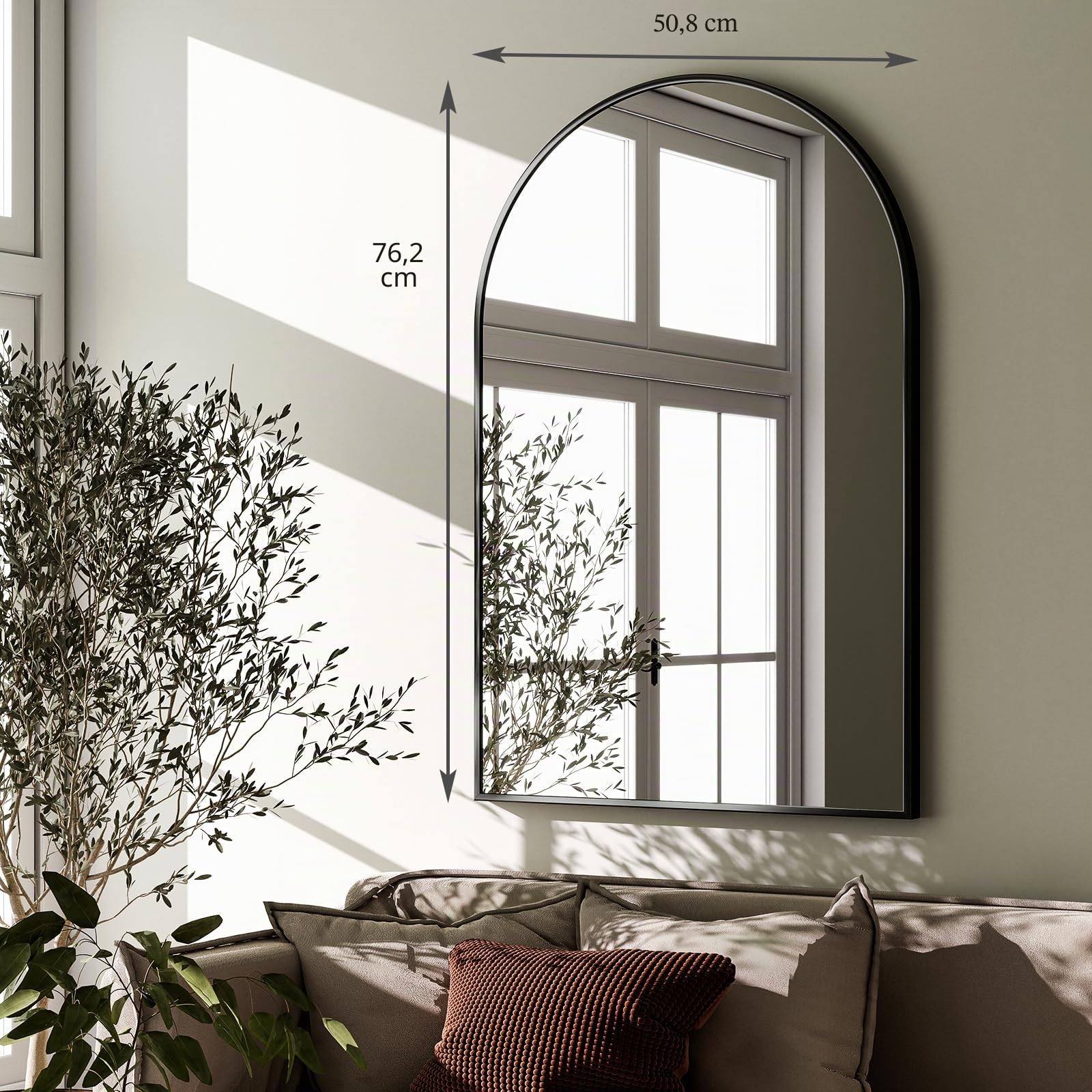 HARRITPURE Miroir de Salle de Bain arqué 50,8 x 76,2 cm – Miroir Mural – Miroir arqué Noir – Cadre en Alliage d'aluminium pour Salle de Bain, Salon, Chambre, Salle de Bain et entrée