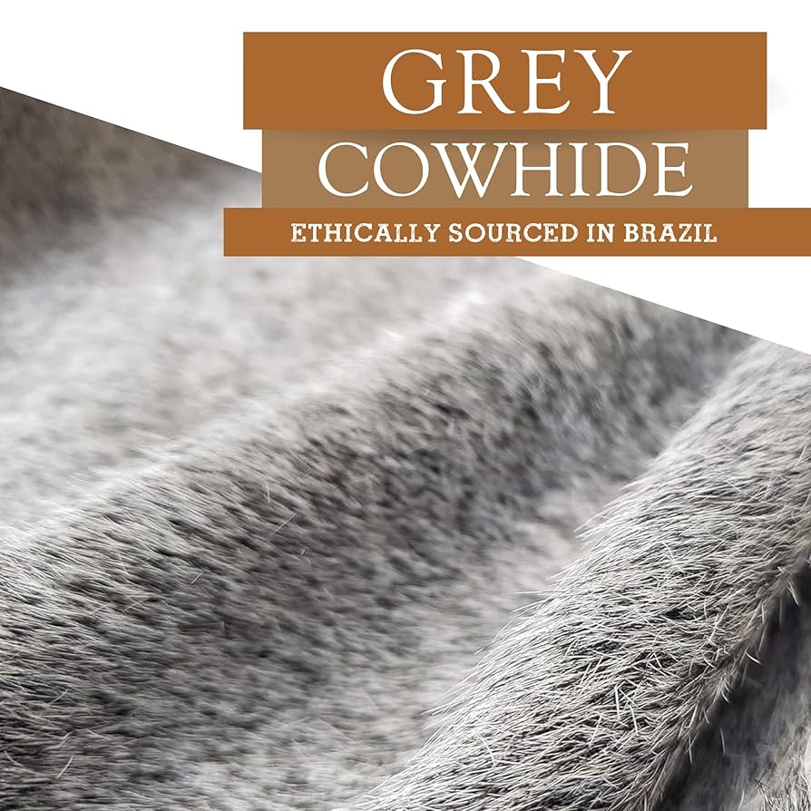 Amazon | Sunshine Cowhides 100%本物のグレー牛革ラグ - モダン