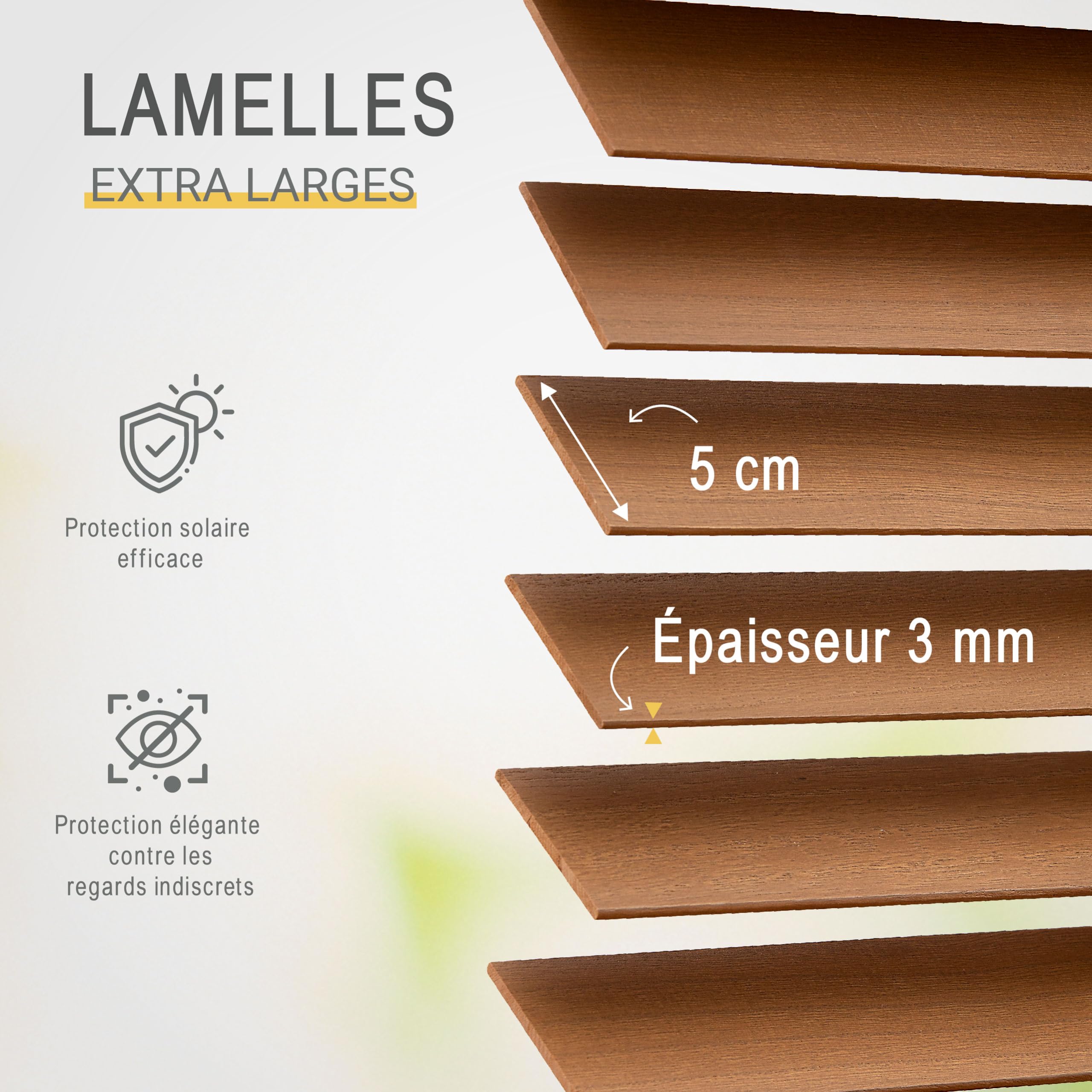Sol Royal Store Venitien Bois 80x180 cm Lamelles 50 mm Extra Larges Chêne – Montage Facile Mur & Plafond – Brise-Vue Fenêtre Bois Massif – Stores Vénitiens Intérieurs & Extérieur BE5