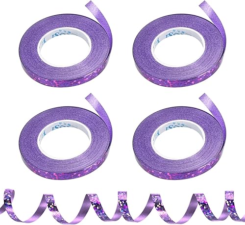 PATIKIL 4 cintas rizadoras de globos prensadas de 316 pulgadas láser metálico brillante 11 yardas iridiscentes para decoración de fiestas, envoltura