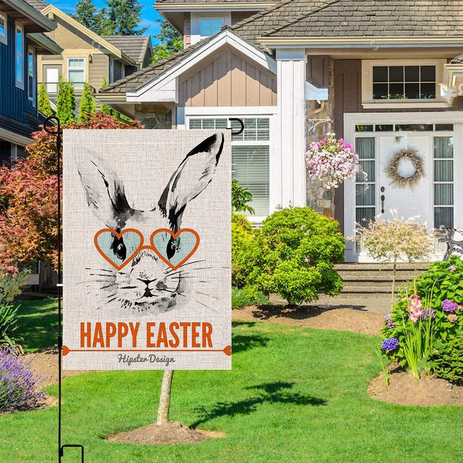 Pasqua Felice Uovo Di Pasqua Variopinto Del Taglio Della Carta, Bandiere Struttura Di Rettangolo - Foto 2