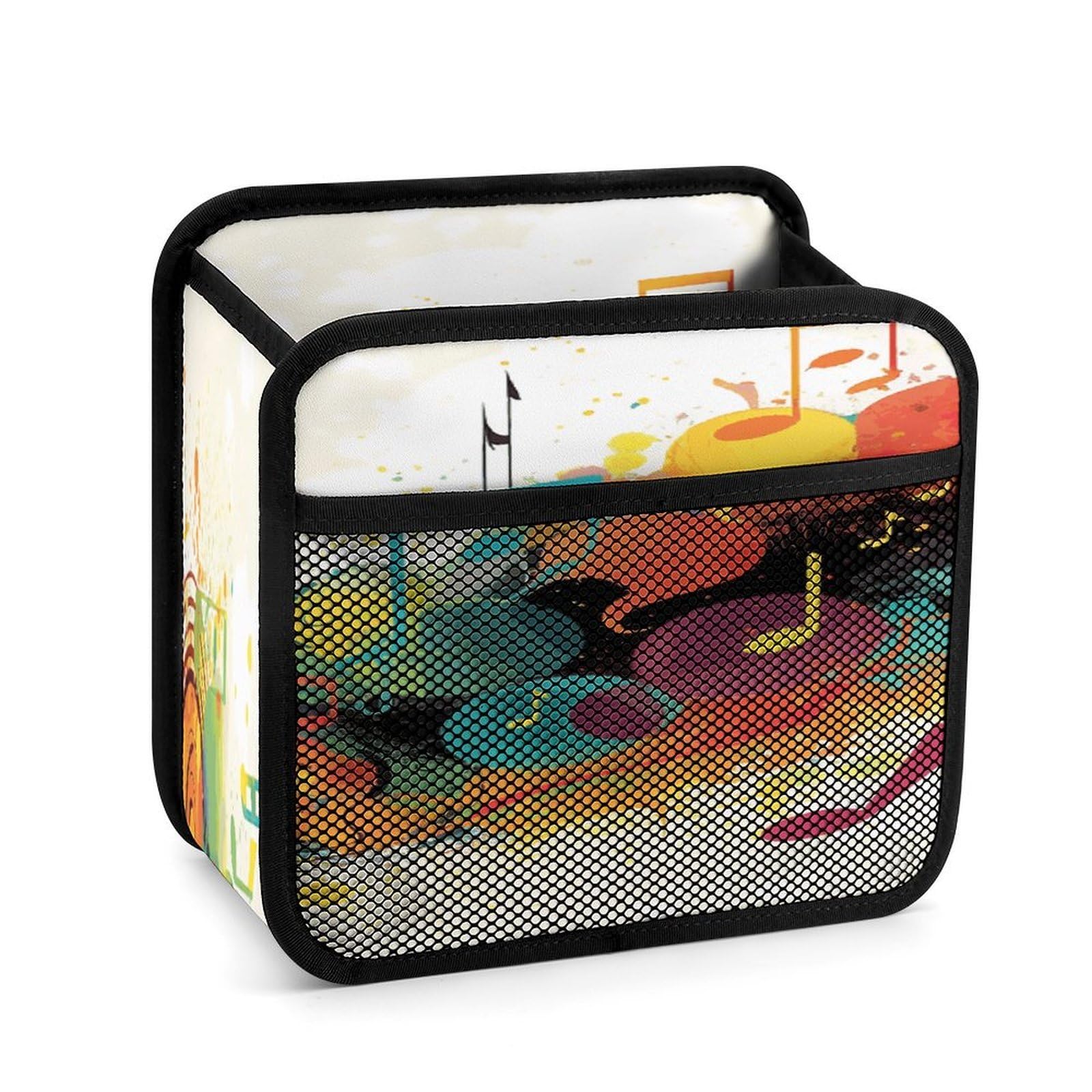 FekiLoot Abstract Music Themed Backseat Car Organizer - Premium PU Leather Hanging Car Seat Organizer with Storage Mesh Pockets, Large Capacity Car Backseat Organizer Travel Accessories