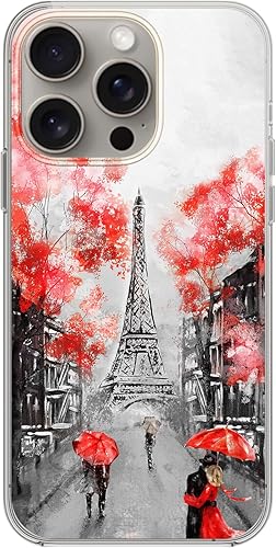 Miniatura 3 de Blingy's Funda para iPhone 15 Pro, bonita torre Eiffel, diseño de paisaje escénico de París, diseño artístico, funda protectora de TPU suave de 6.1