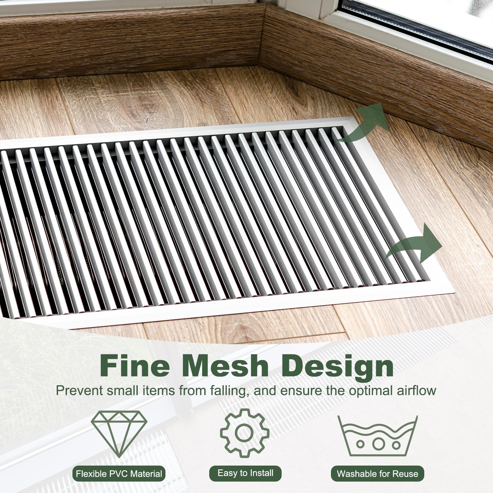 YOKIVE 2 Pcs Floor Vent Covers Net, Floor Register Cover Catcher PVC Mesh Air Vent Screen Filters, Great for Home Floor Wall - Image 4