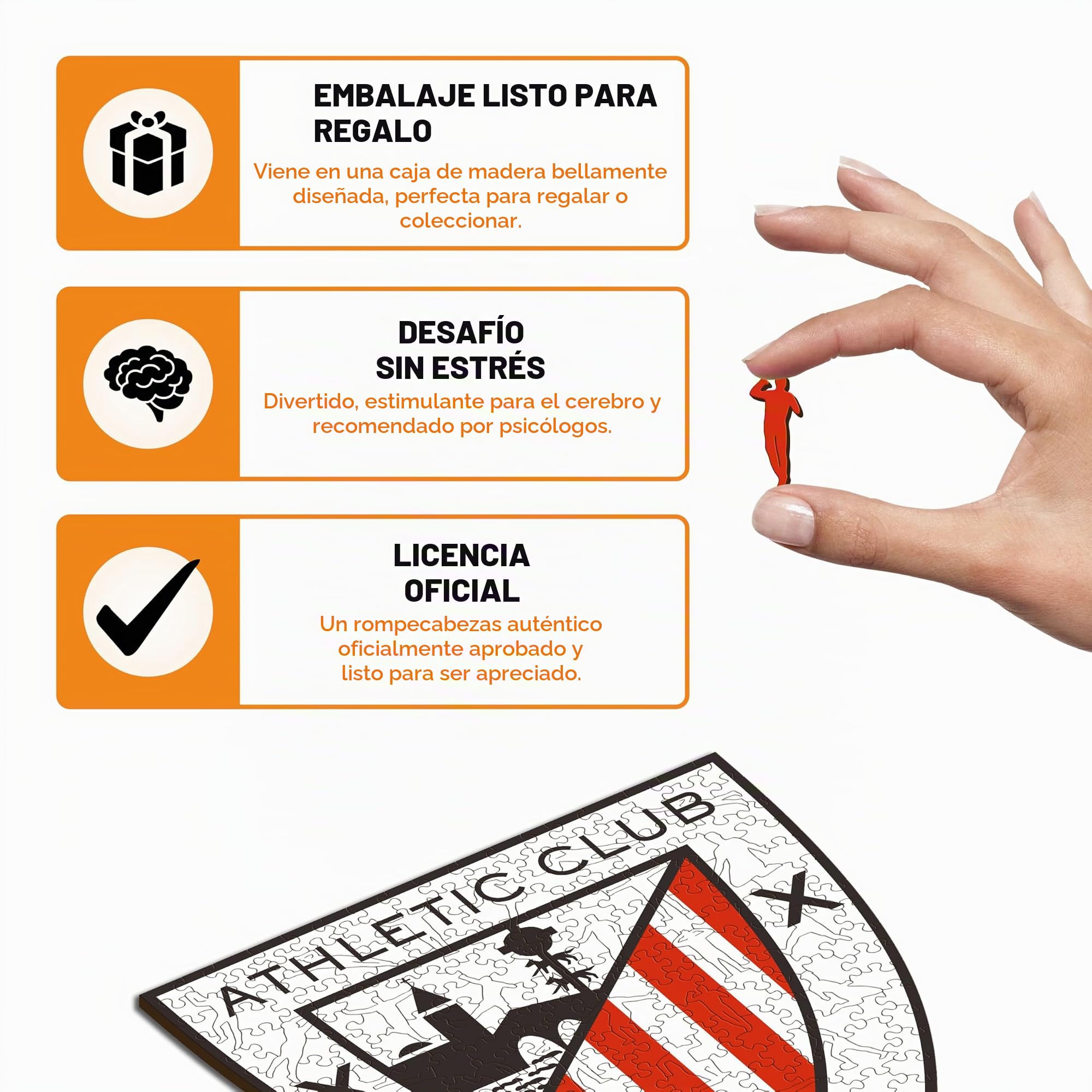 Iconic Puzzles - Athletic Club, Logo, Rompecabezas de Madera con Licencia Oficial, Regalo para Adultos y Niños, Talla L, 500 Piezas