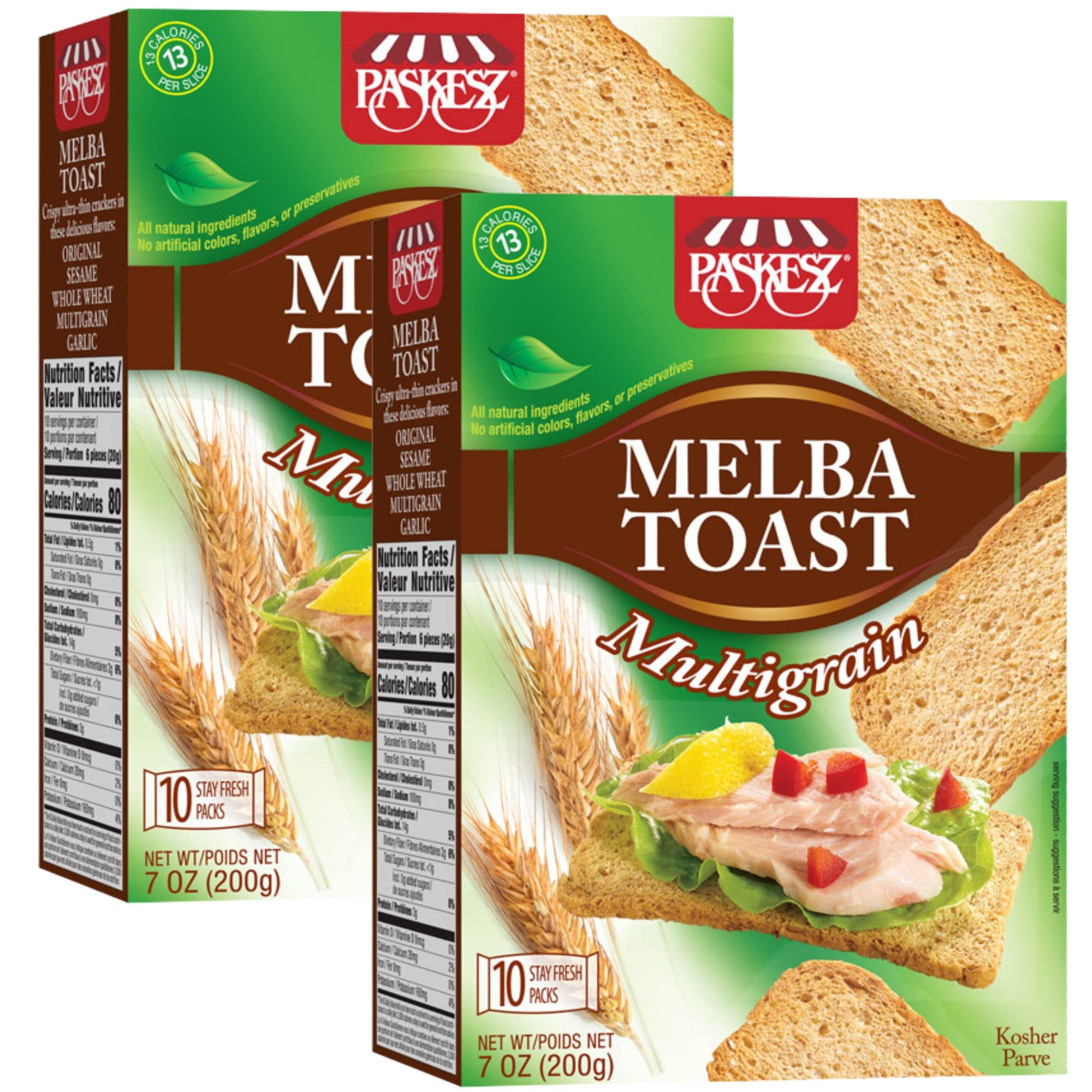 Snacktery Multigrain Melba Toast Crackers - All Natural Thin and Crispy Flatbread Crackers - Classic Mini Toasts for Dips, Spreads, Salads - Tostadas Melba - 7 Oz, Pack of 2