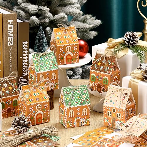 Miniatura 3 de Zhanmai 48 cajas de dulces de Navidad, casa de pan de jengibre, mini caja de regalo de fiesta de Navidad, cajas de regalo de Navidad de cartón
