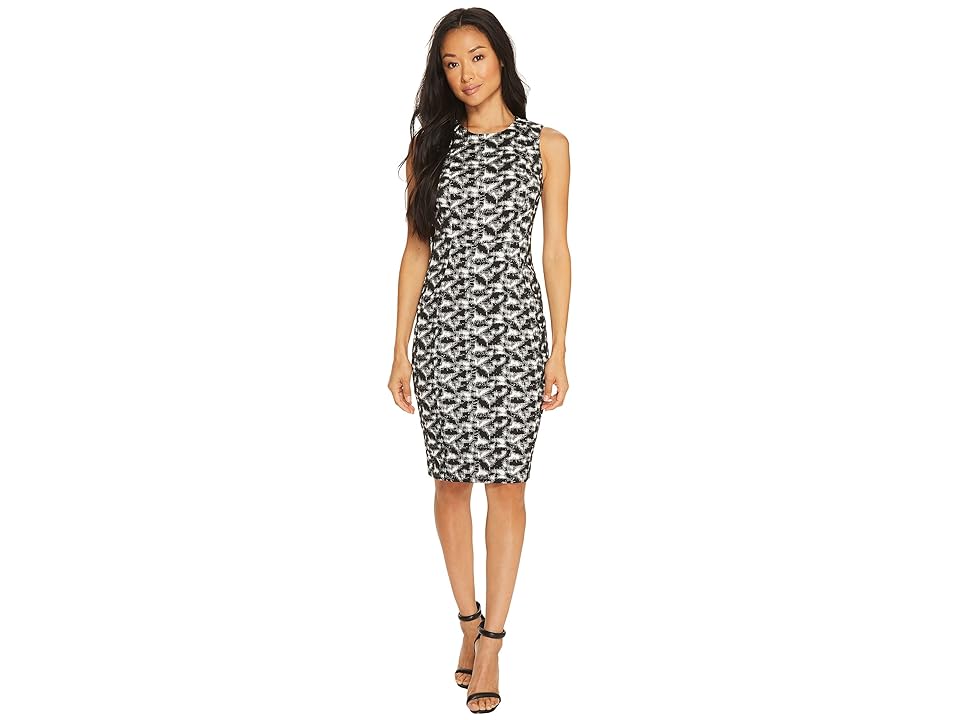 

Calvin Klein Jacquard Compression Sheath Dress (Black/White) Women's Dress