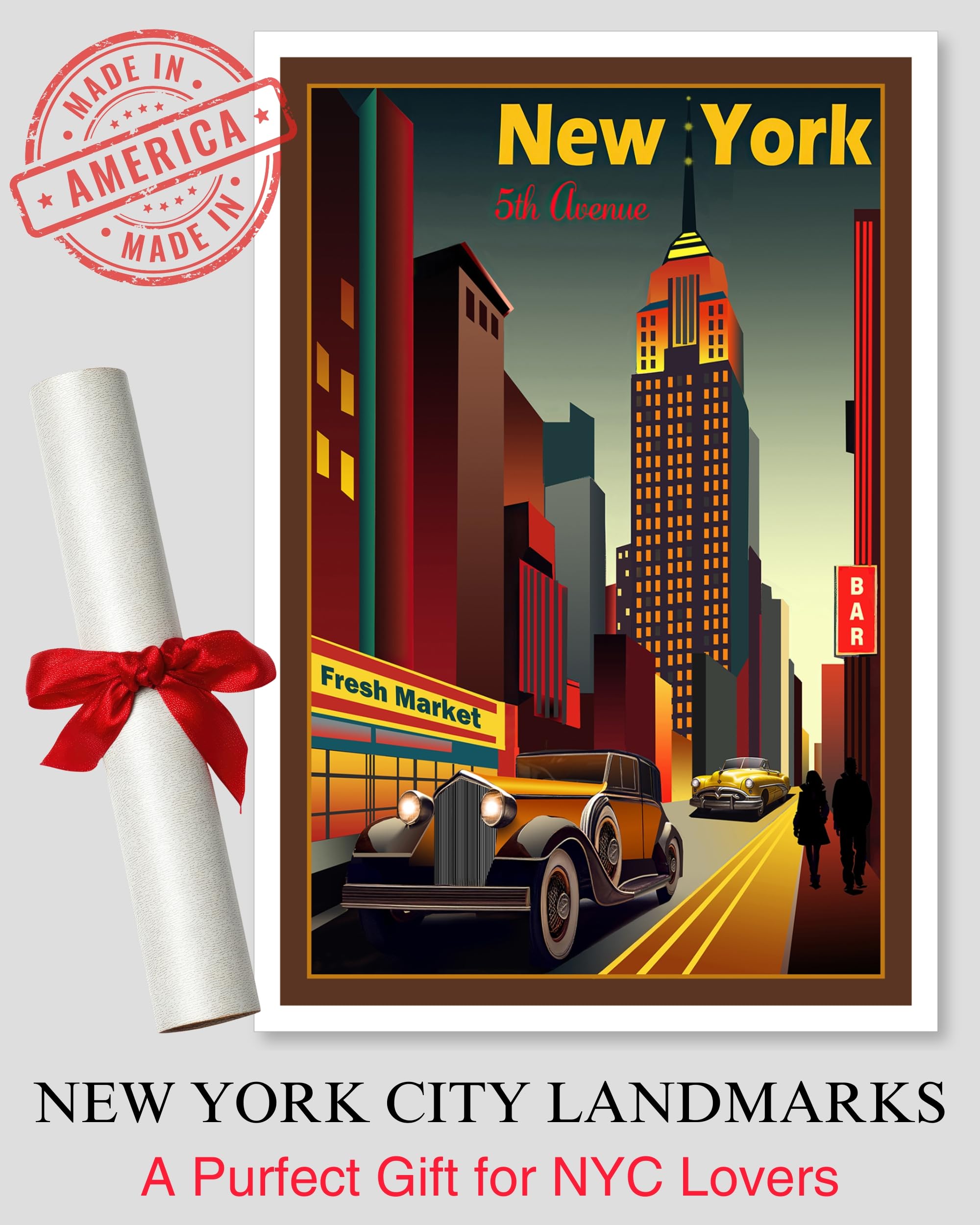 ★Vintage Poster！ シティライツブックストア ポスター(額付 Amazon.com: ArtMalore 5th Avenue New York City Vintage Style