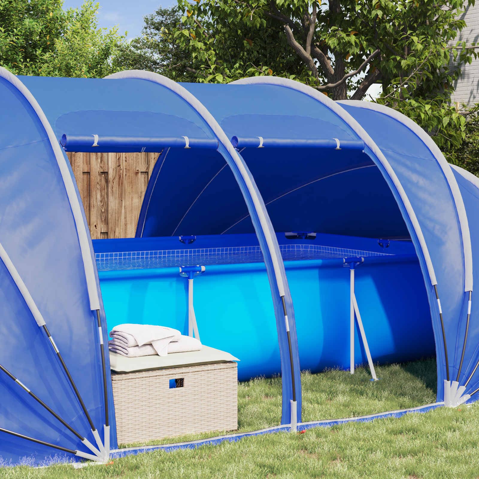 Festnight Poolabdeckung Oval 538x440x204 cm Pool Überdachung Poolzelt Dach Pooldach für Aufstellpools Poolpavillion Pool Abdeckung Oval Poolüberdachung Pool Kuppel