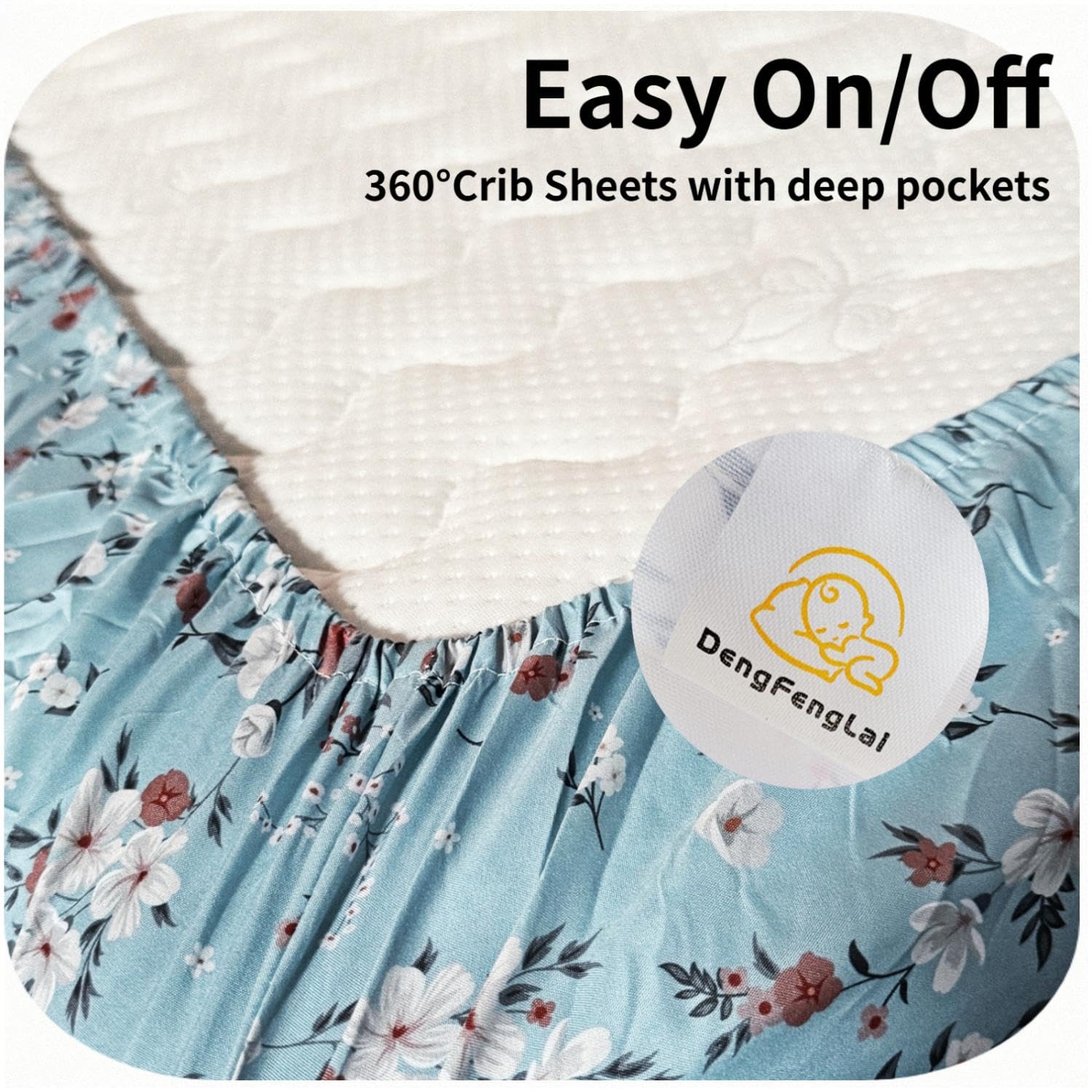Sábanas para cuna con patrón floral neutral, paquete de 4 sábanas bajeras para cuna de 28 x 52 pulgadas, sábanas de microfibra suave y transpirable para cuna de bebé para niños y niñas, funda de