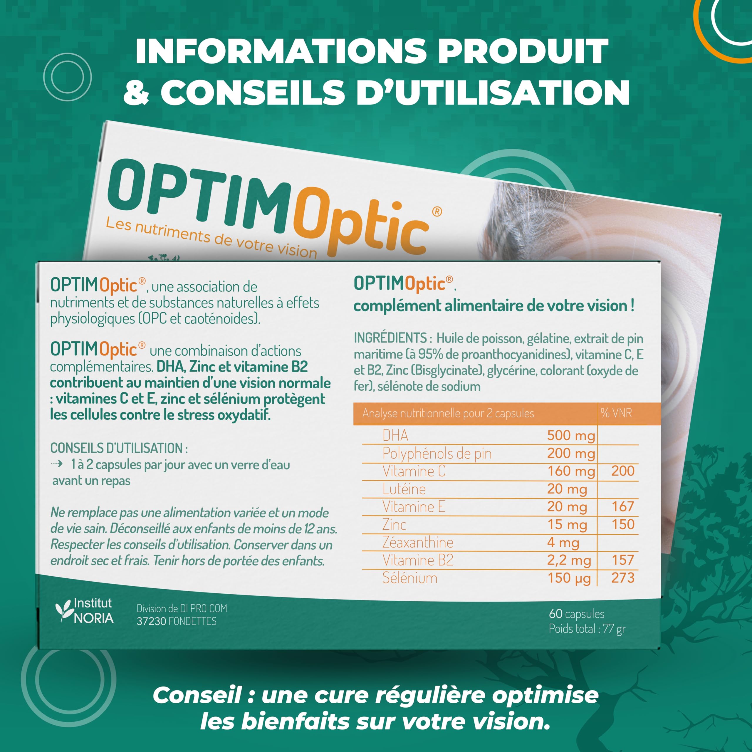 Vision Écrans & Lumière Bleue – Complément Alimentaire Yeux – Fatigue Visuelle, Confort Visuel, Vision – Oméga 3 DHA, Lutéine, Zéaxanthine – 60 Capsules