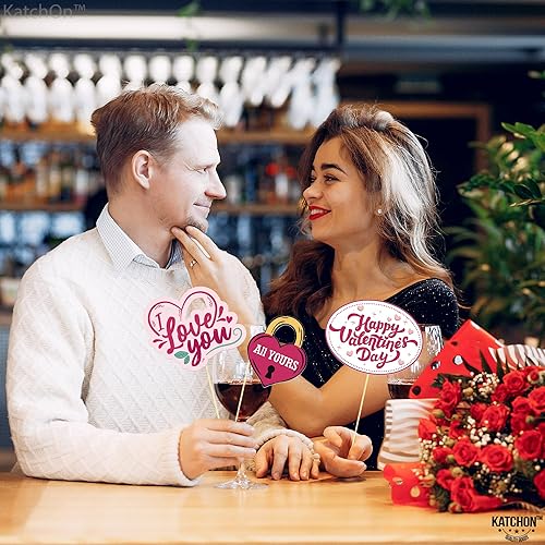 Miniatura 8 de KatchOn, Cartel de feliz día de San Valentín con purpurina, grande, paquete de 30  Accesorios para fotos del día de San Valentín  Guirnalda de