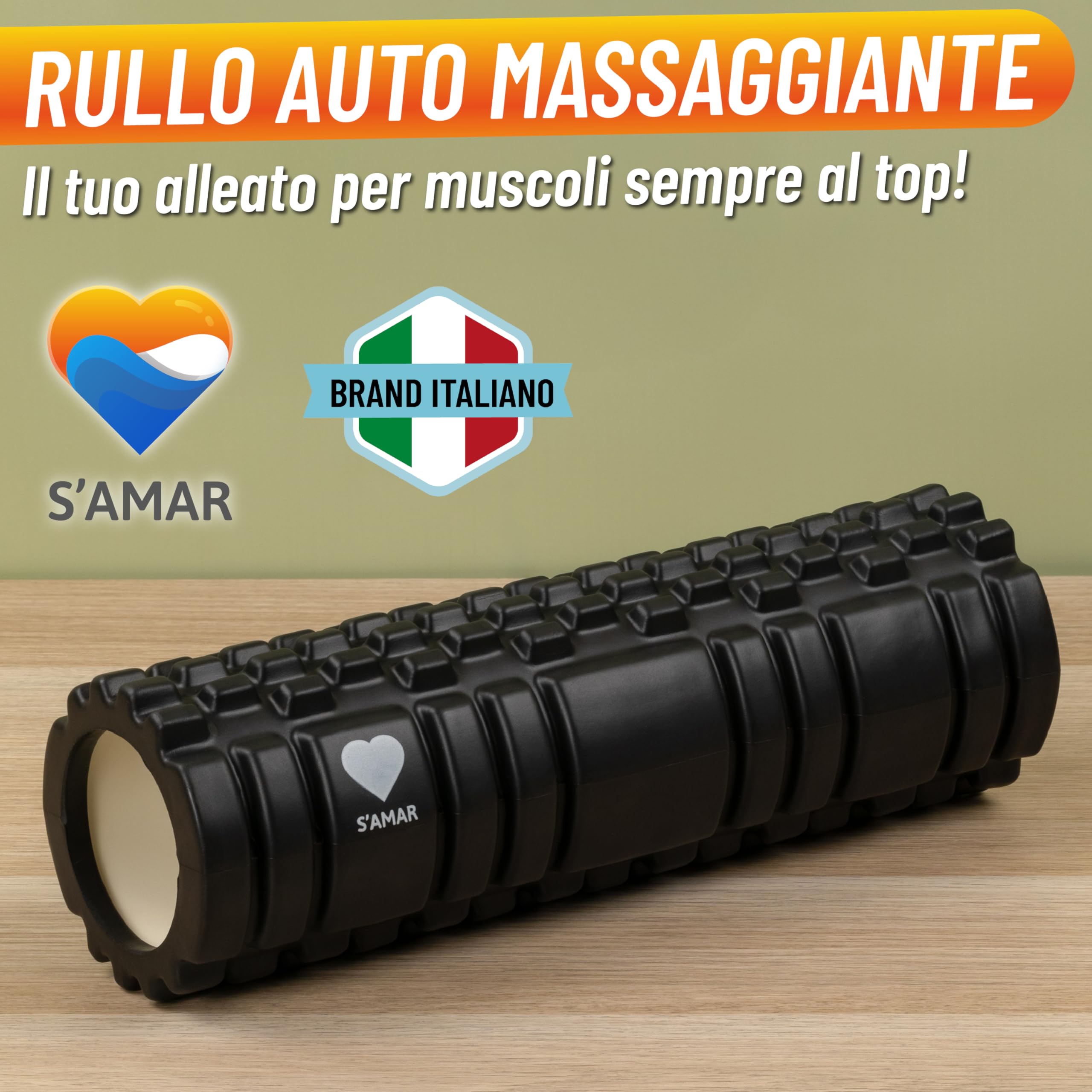 Rullo Massaggio Muscolare – Foam roller pilates in EVA ad Alta Densità - Rullo per allenamento muscolare